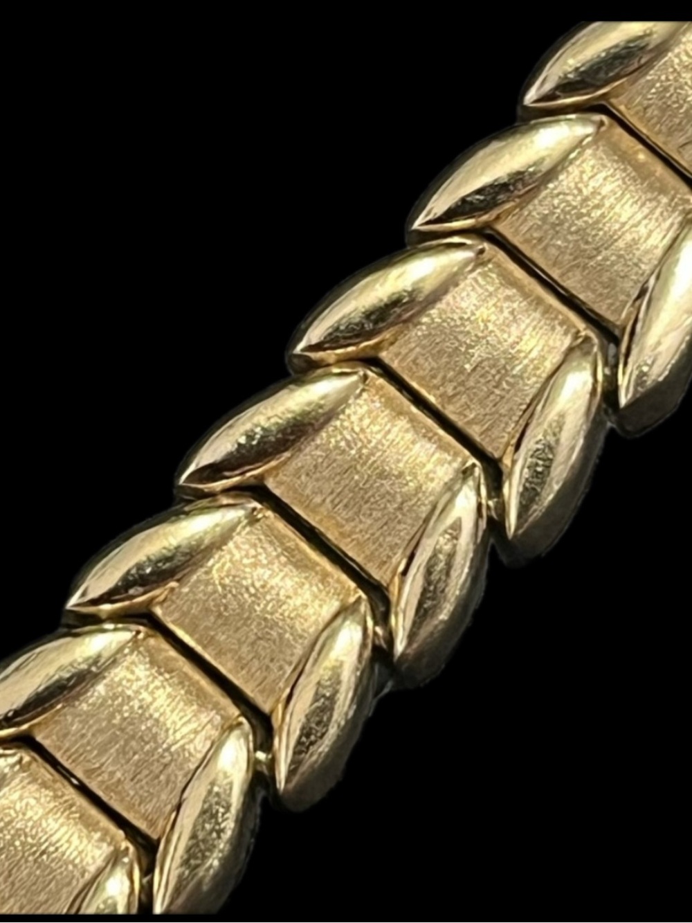 18k Gold Technibond statement shiny Brushed Stampato link bracelet vintage HSN